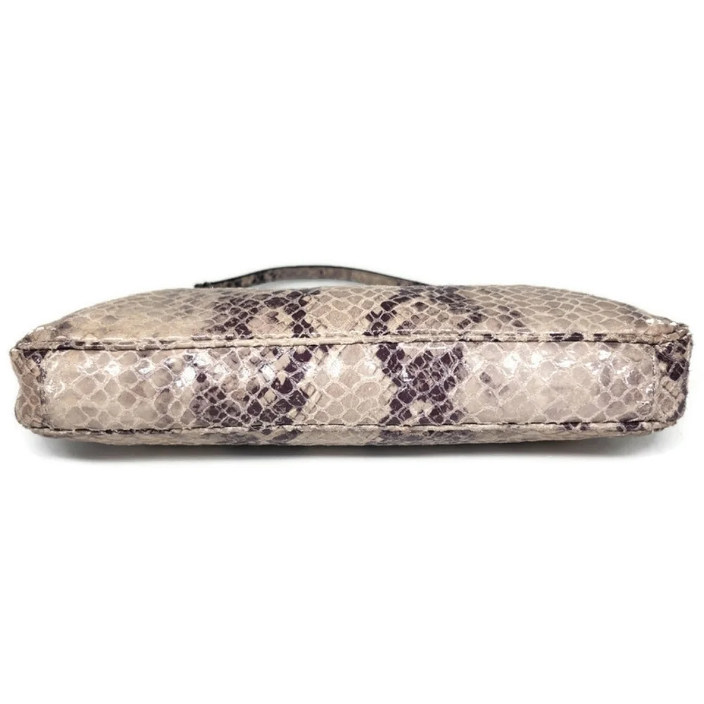 Michael Kors Berkley Pearl Grey & Cream Python Leather Clutch Or Shoulder Bag - Picture 12 of 16